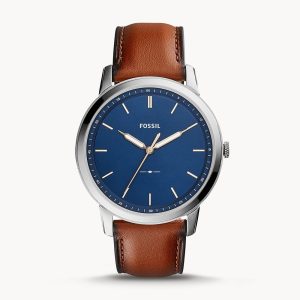 Fossil Men’s Quartz Leather Strap Blue Dial 44mm Watch FS5304