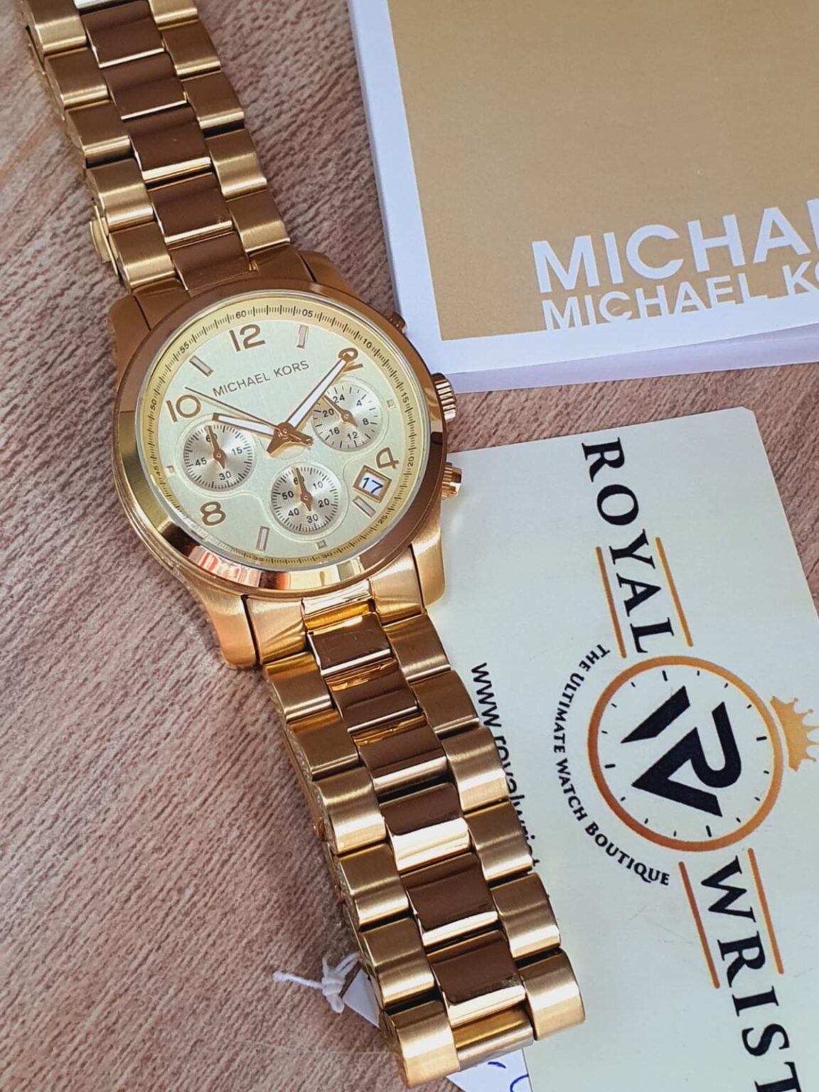 Michael Kors Womens Analog Stainless Steel Gold Dial 38mm Watch Mk5055 Royalwristpk