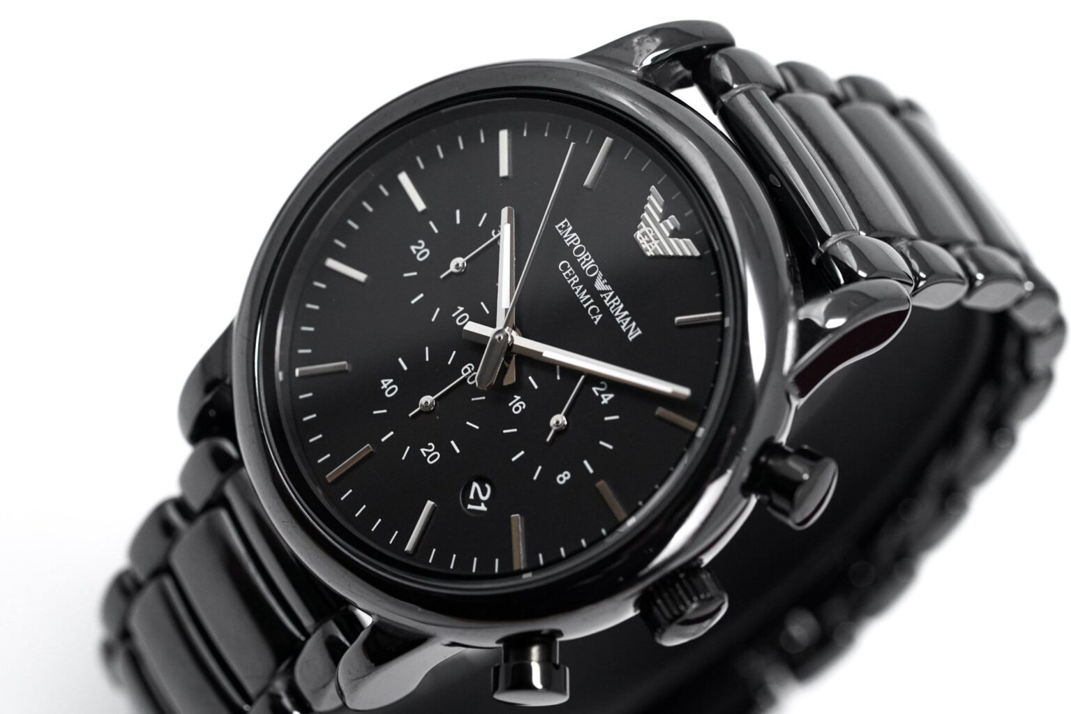 Emporio Armani Men’s Chronograph Quartz Stainless Steel Black Dial 43mm ...