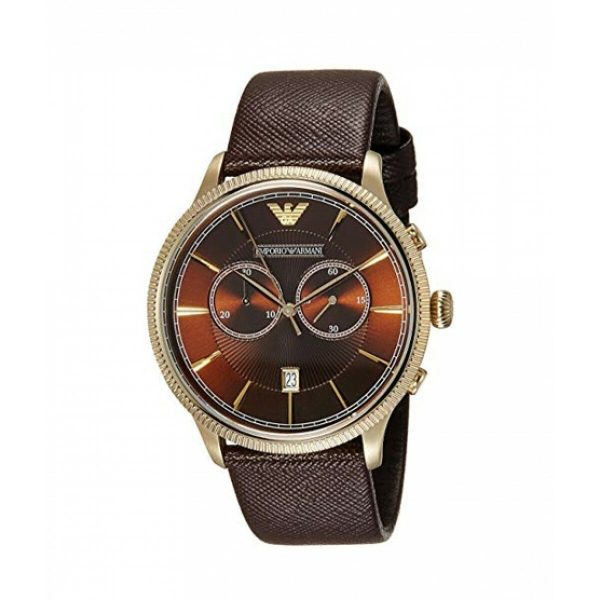 Emporio Armani Men’s Quartz Leather Strap Brown Dial 43mm Watch AR1793