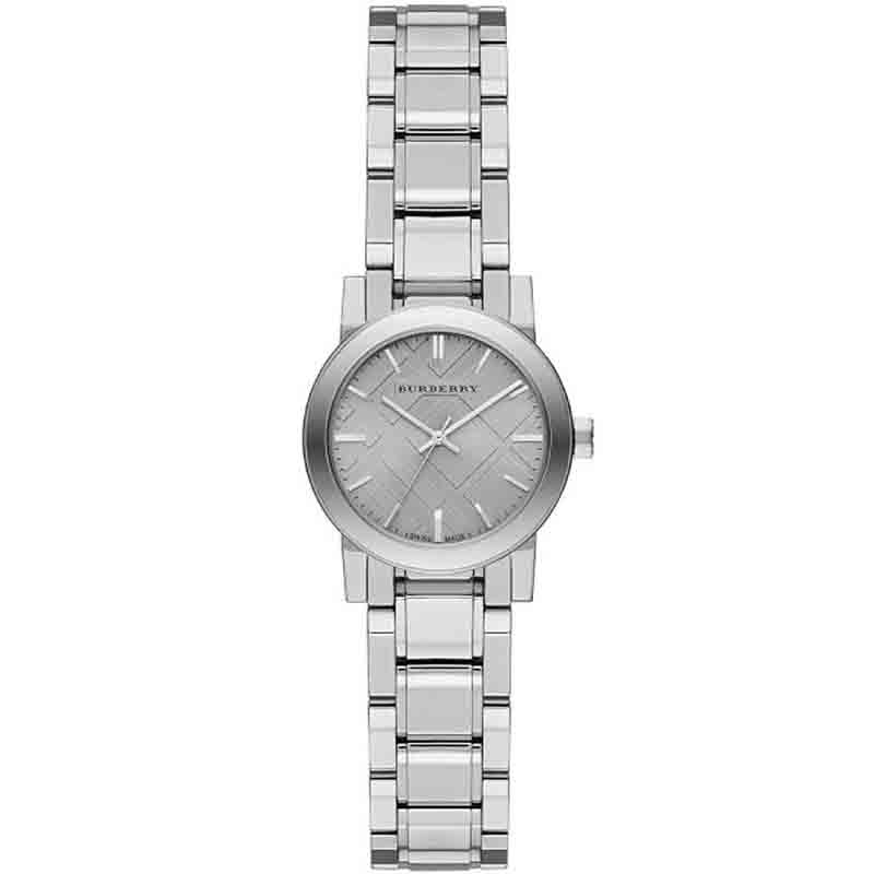 Burberry Ladies Swiss Made Stainless Steel Silver Dial 26mm Watch ...