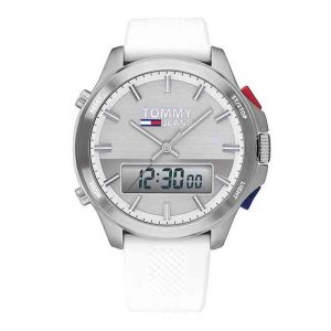 Tommy Hilfiger Men’s Quartz Silicone Strap Silver Dial 46mm Watch 1791764