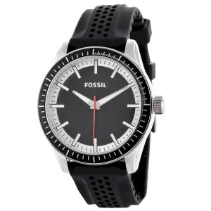Fossil Men’s Quartz Silicone Strap Black Dial 44mm Watch BQ1270