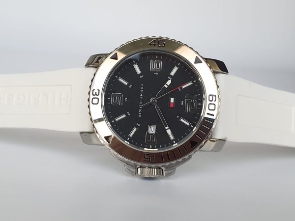 Tommy Hilfiger Men’s Quartz White Silicone Strap Black Dial 43mm Watch 1790829