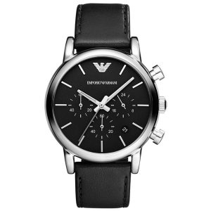 Emporio Armani Men’s Chronograph Quartz Leather Strap Black Dial 41mm Watch AR1733