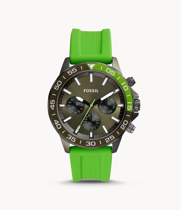 Fossil Men’s Quartz Green Silicone Strap Green Dial 45mm Watch BQ2501