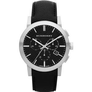 Burberry Men’s Chronograph Swiss Made Leather Strap Black Dial 42mm Watch BU9356