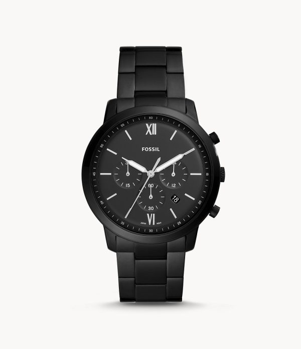 Fossil Men’s Chronograph Quartz Stainless Steel Black Dial 44mm Watch FS5474