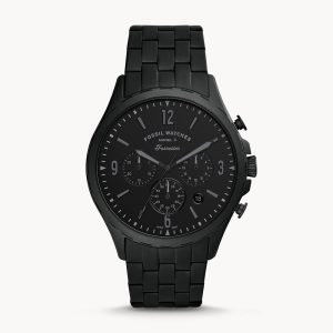 Fossil Men’s Chronograph Quartz Stainless Steel Black Dial 46mm Watch FS5697