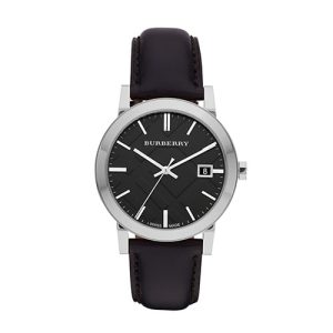 Burberry Men’s Swiss Made Leather Strap Black Dial 38mm Watch BU9009