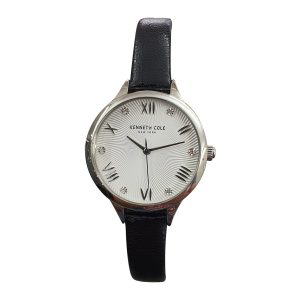 Kenneth Cole Women’s Leather Strap White Dial 34mm Watch KC0007003