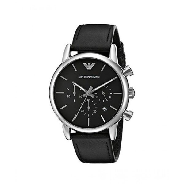 Emporio Armani Men’s Chronograph Quartz Leather Strap Black Dial 41mm ...