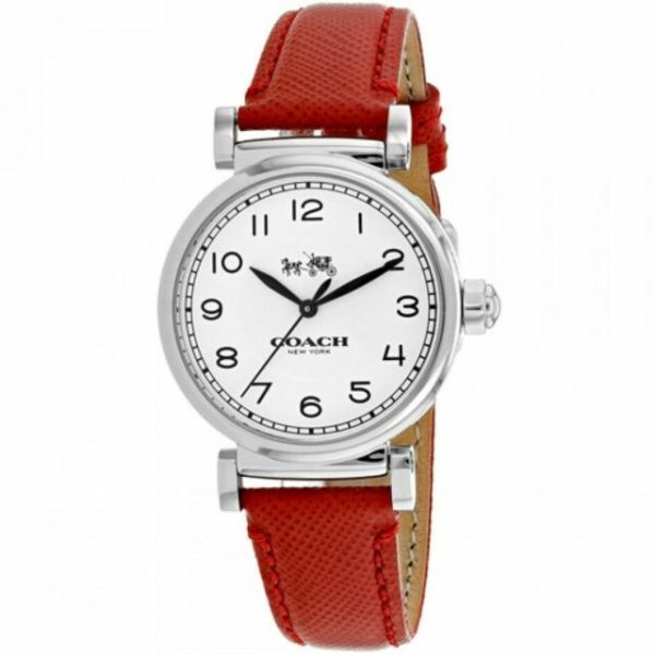 Coach Ladies Analog Dress Quartz Red Leather Band 32mm Watch 14502407