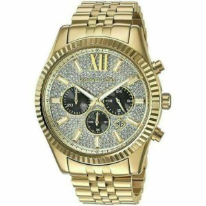 Michael Kors Men’s Chronograph Quartz Stainless Steel Gold Dial 44mm Watch MK8494