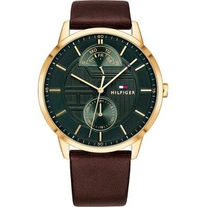 Tommy Hilfiger Men’s Quartz Leather Strap Green Dial 41mm Watch 1791607