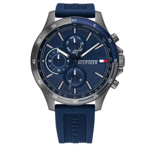 Tommy Hilfiger Men’s Quartz Silicone Strap Blue Dial 46mm Watch 1791721