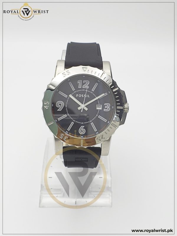 Fossil Men’s Quartz Silicone Strap Black Dial 45mm Watch BQ1022