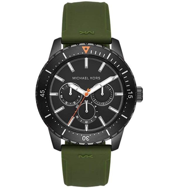 Michael Kors Men’s Chronograph Silicone Strap Black Dial 44mm Watch MK7165