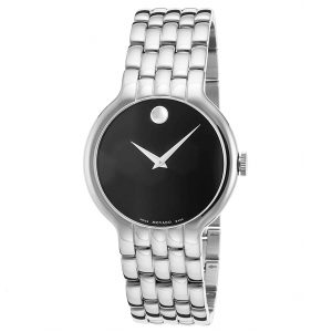 Movado Men’s Quartz Swiss Made Stainless Steel Black Dial 38mm Watch 0606337
