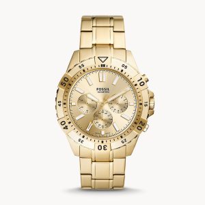 Fossil Men’s Chronograph Quartz Stainless Steel Gold Dial 44mm Watch FS5772
