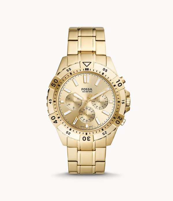 Fossil Men’s Chronograph Quartz Stainless Steel Gold Dial 44mm Watch FS5772