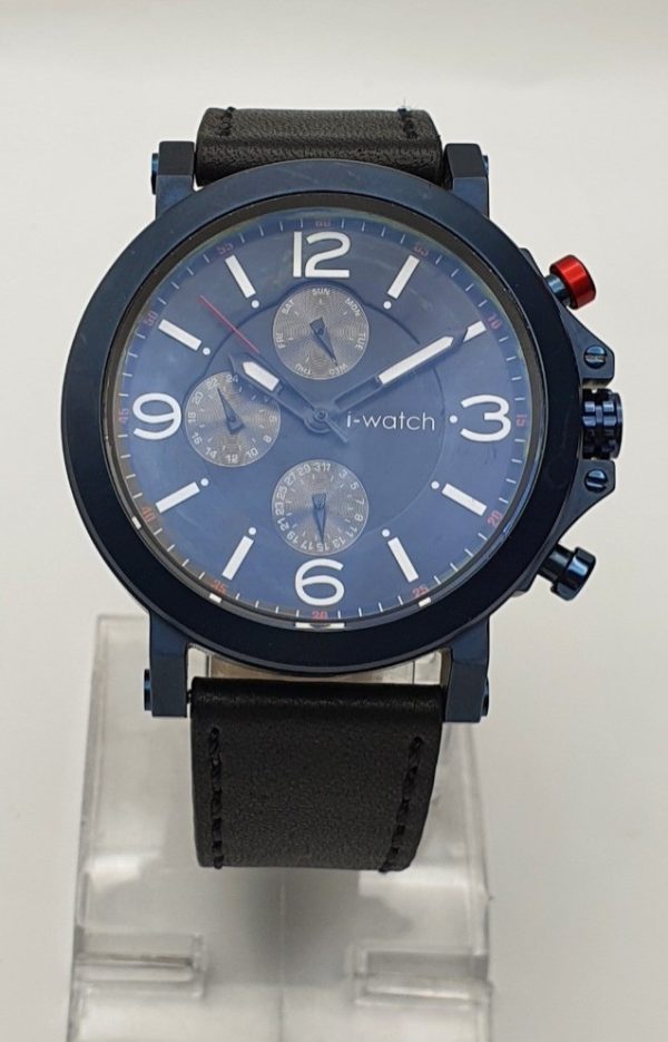 I Watch Men's Quartz Leather Strap Black Dial 48mm Watch 5303C2