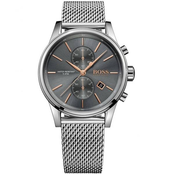 Hugo Boss Men's Quartz Silver Stainless Steel Grey Dial 40mm Watch 1513440