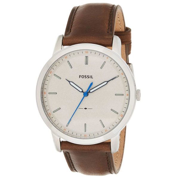 Fossil Men’s Quartz Brown Leather Strap Off White Dial 44mm Watch FS5306