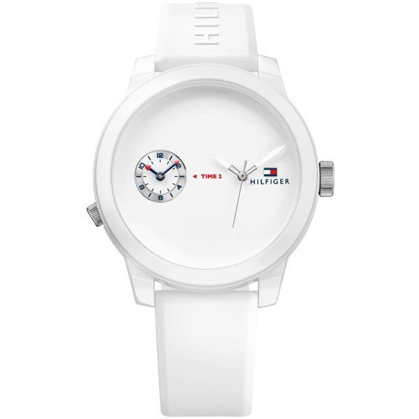 Tommy Hilfiger Men’s Quartz Silicone Strap White Dial 44mm Watch 1791324