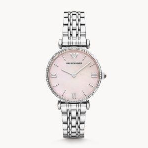Emporio Armani Women’s Quartz Stainless Steel Pink Dial 32mm Watch AR1779