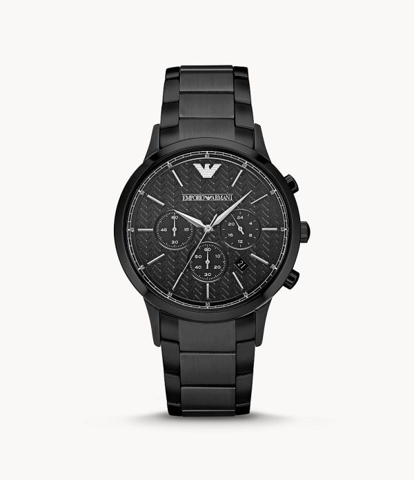 Emporio Armani Men’s Chronograph Stainless Steel Black Dial 43mm Watch AR2485