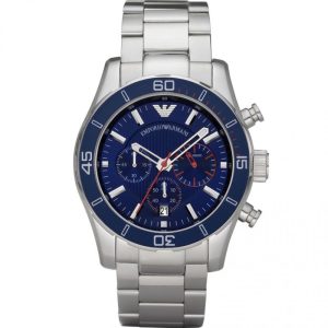 Emporio Armani Men’s Chronograph Stainless Steel Blue Dial 45mm Watch AR5933