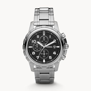 Fossil Men’s Chronograph Quartz Stainless Steel Black Dial 45mm Watch FS4542