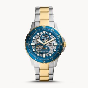 Fossil Men’s Automatic Two-tone Stainless Steel Blue Dial 42mm Watch ME3191