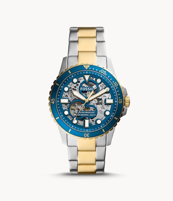 Fossil Men’s Automatic Two-tone Stainless Steel Blue Dial 42mm Watch ME3191