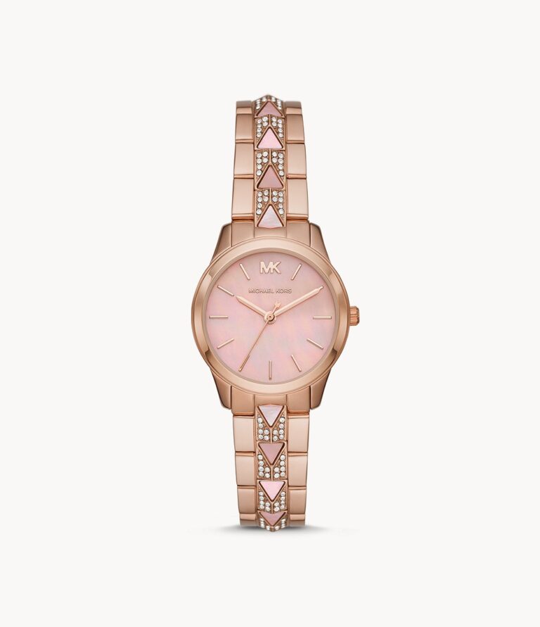 Michael Kors Women’s Quartz Stainless Steel Pink Dial 28mm Watch MK6856 ...