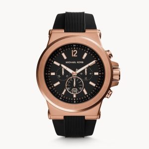 Michael Kors Men’s Chronograph Silicone Strap Black Dial 45mm Watch MK8184