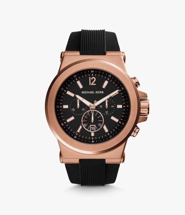Michael Kors Men’s Chronograph Silicone Strap Black Dial 45mm Watch MK8184