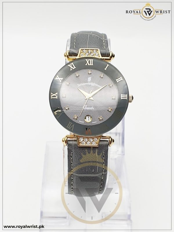 Jacques du Manoir Women’s Swiss made Quartz Leather Strap Grey Dial 33mm Watch 50635