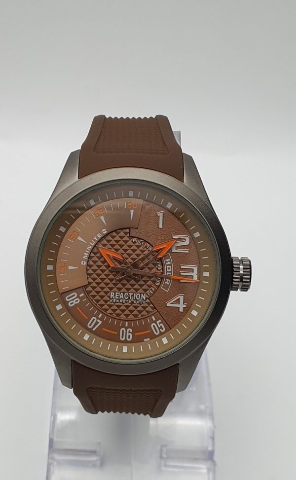 Reaction Kenneth Cole New York Men’s Silicone Strap Brown Dial 48mm Watch KCR0802