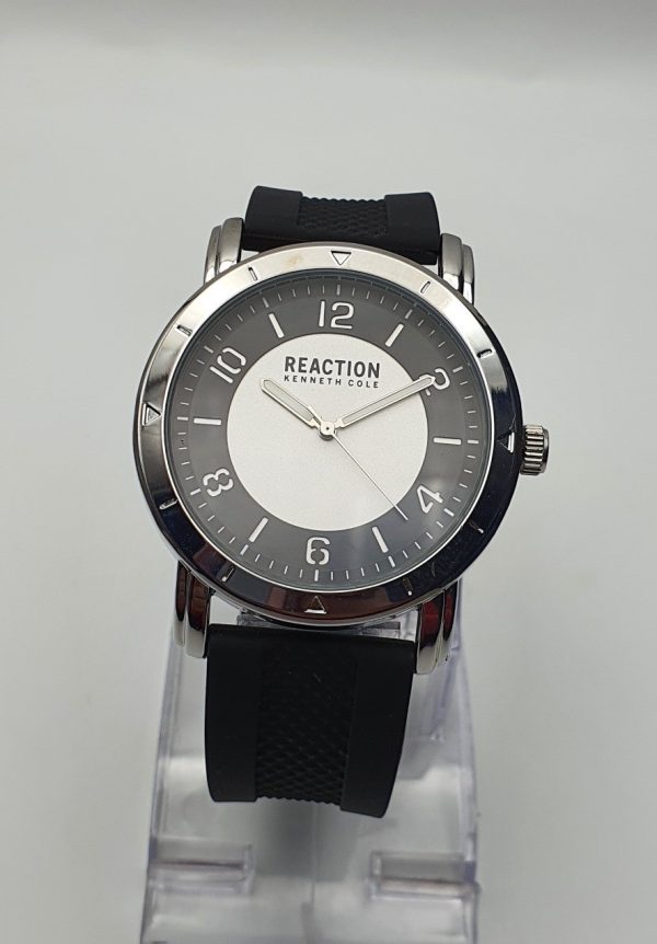 Reaction Kenneth Cole New York Men’s Silicone Strap Silver Dial 45mm Watch KR50093002