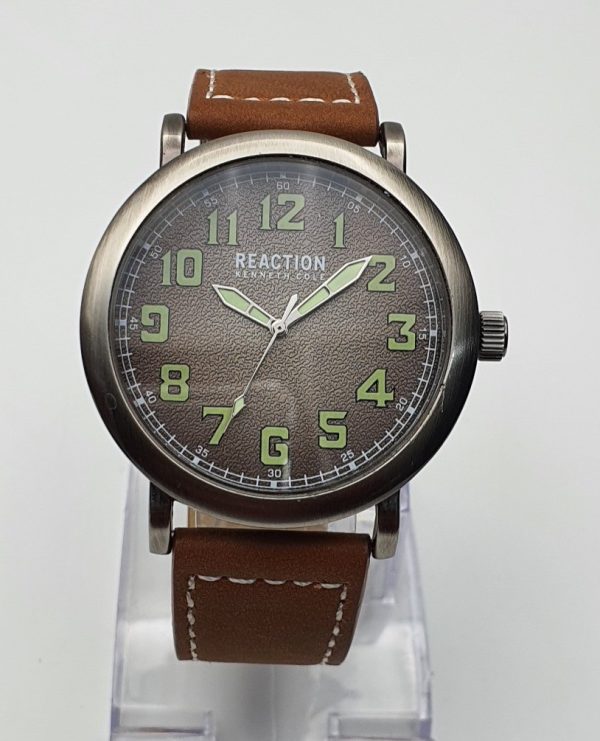Reaction Kenneth Cole New York Men’s Leather Strap Grey Dial 46mm Watch KCR1339
