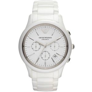 Emporio Armani Men’s Chronograph Stainless Steel White Dial 43mm Watch AR1453