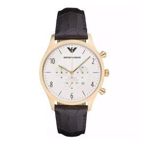 Emporio Armani Men’s Quartz Leather Strap White Dial 43mm Watch AR1892
