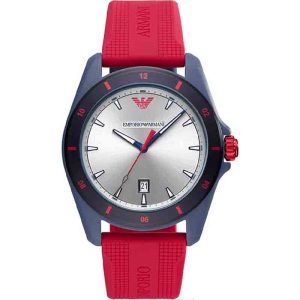 Emporio Armani Men's Quartz Silicone Strap Red Dial 44mm Watch AR11219