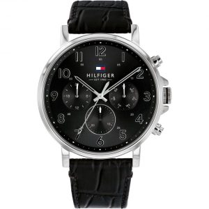 Tommy Hilfiger Men’s Quartz Leather Strap Black Dial 46mm Watch 1710381