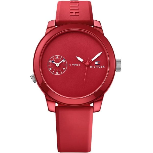 Tommy Hilfiger Men’s Quartz Silicone Strap Red Dial 43mm Watch 1791323