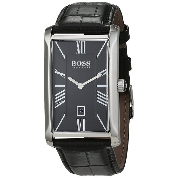 Hugo Boss Men’s Quartz Leather Strap Black Dial 28mm Watch 1513437