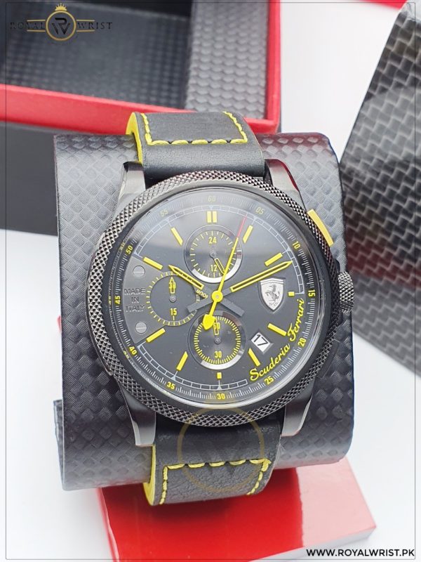 Scuderia Ferrari Men’s Chronograph Quartz Leather Strap Black Dial 47mm Watch 0830274