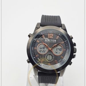 Kenneth Cole Reaction Men’s Quartz Digital-Analog Silicone Strap Black Dial 47mm Watch RK50088001